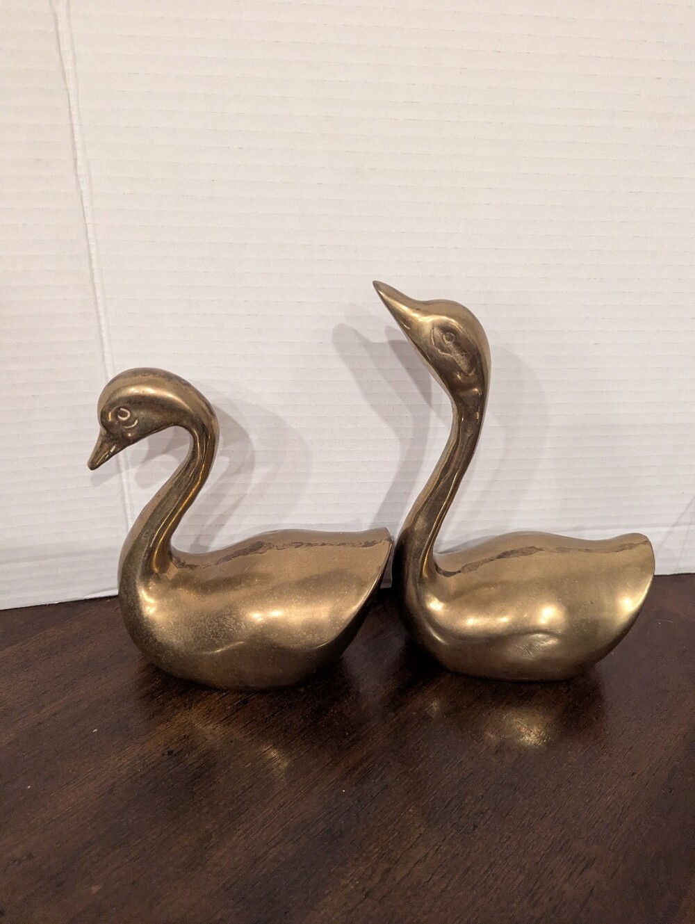 Vintage MCM Solid Brass Swan Figurines - Set of 2 - Picture 4 of 12